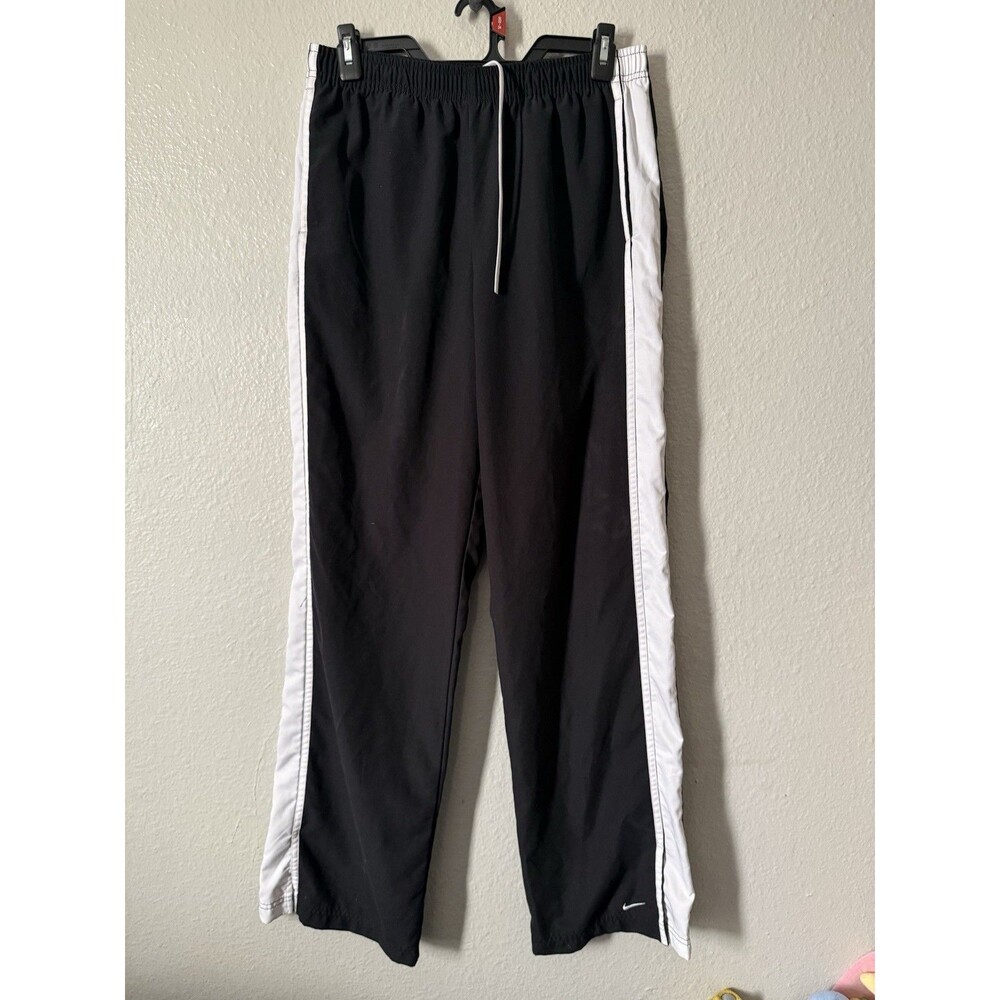 Vintage Nike Track Pants Mens M Black Embroidered Swoosh Y2K Baggy Bottoms